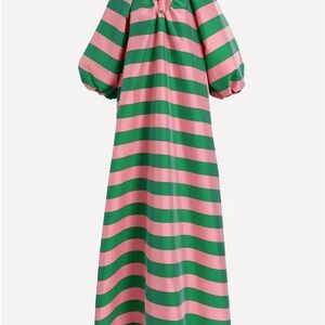 Green and Pink Striped Maxi Dress
